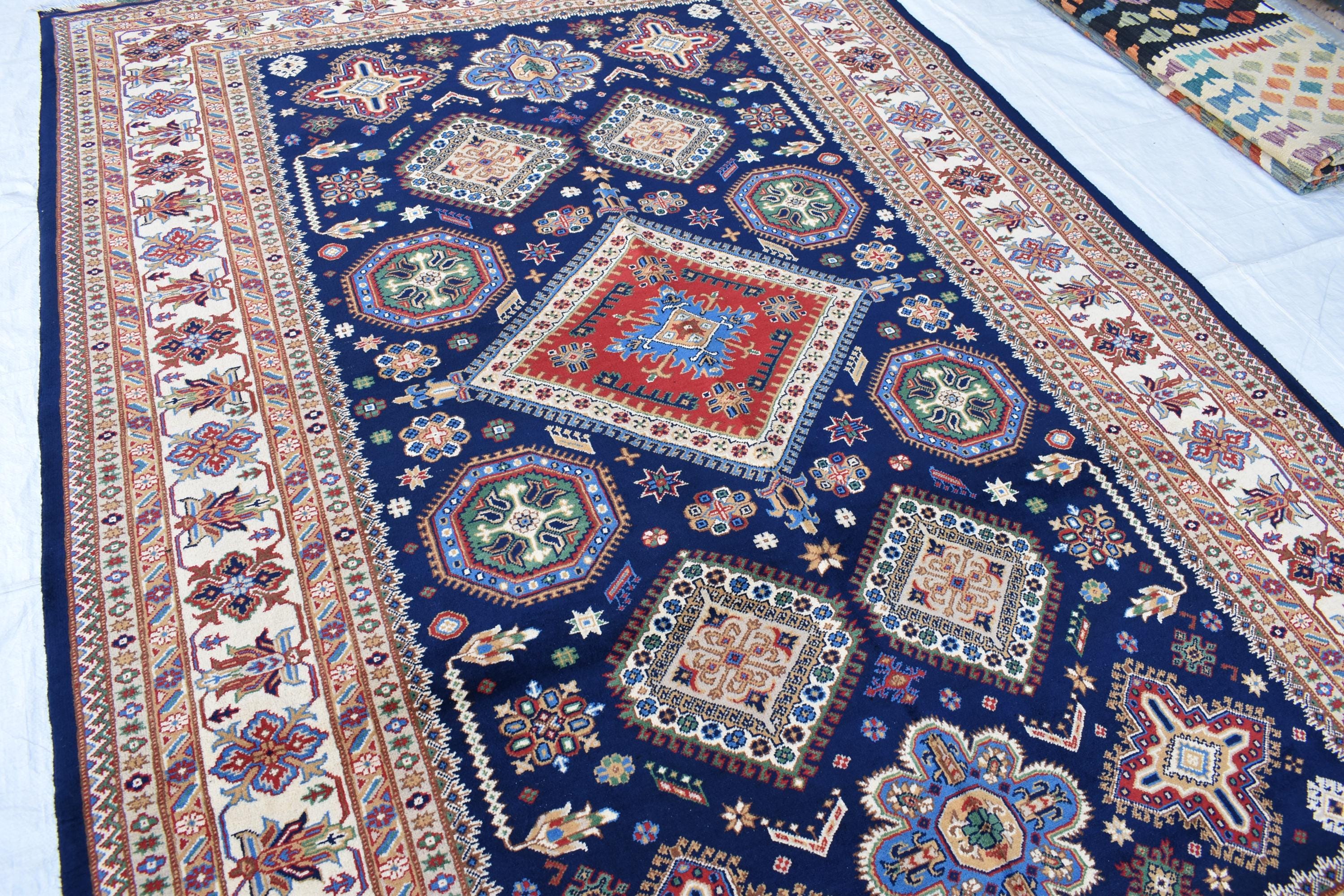Handmade Kashi Maranus Carpet - 9.10x6.7 ft | Authentic Afghan Rug with Traditional Patterns