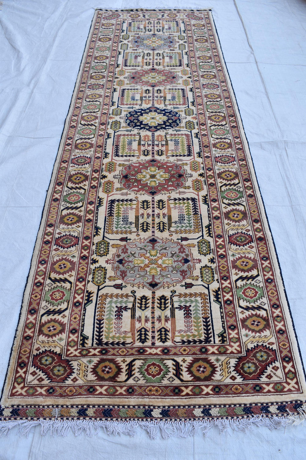 Stunning Ali Khwaja Runner Rug - 10x2.1 ft | Handwoven Afghan Carpet for Hallways, Entryway, Narrow Rug, Rustic Hallway Rug
