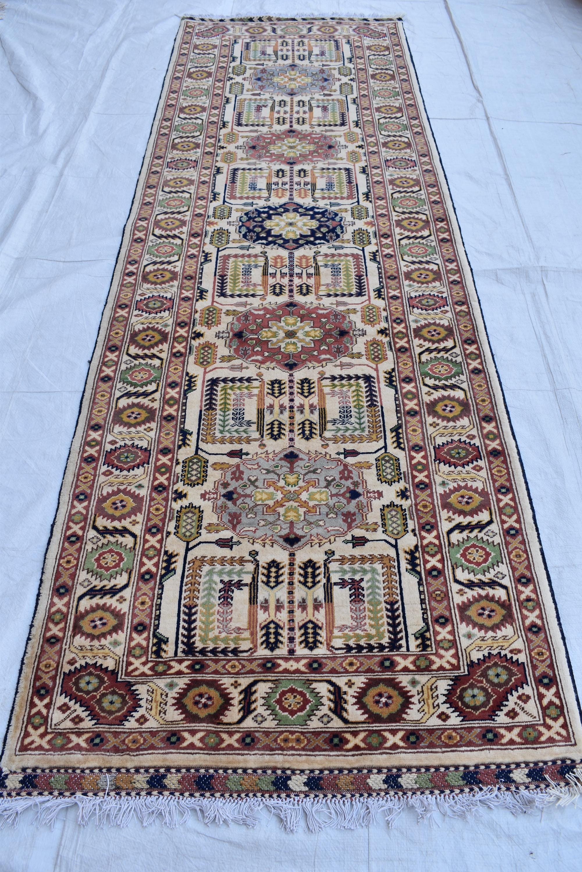 Stunning Ali Khwaja Runner Rug - 10x2.1 ft | Handwoven Afghan Carpet for Hallways, Entryway, Narrow Rug, Rustic Hallway Rug