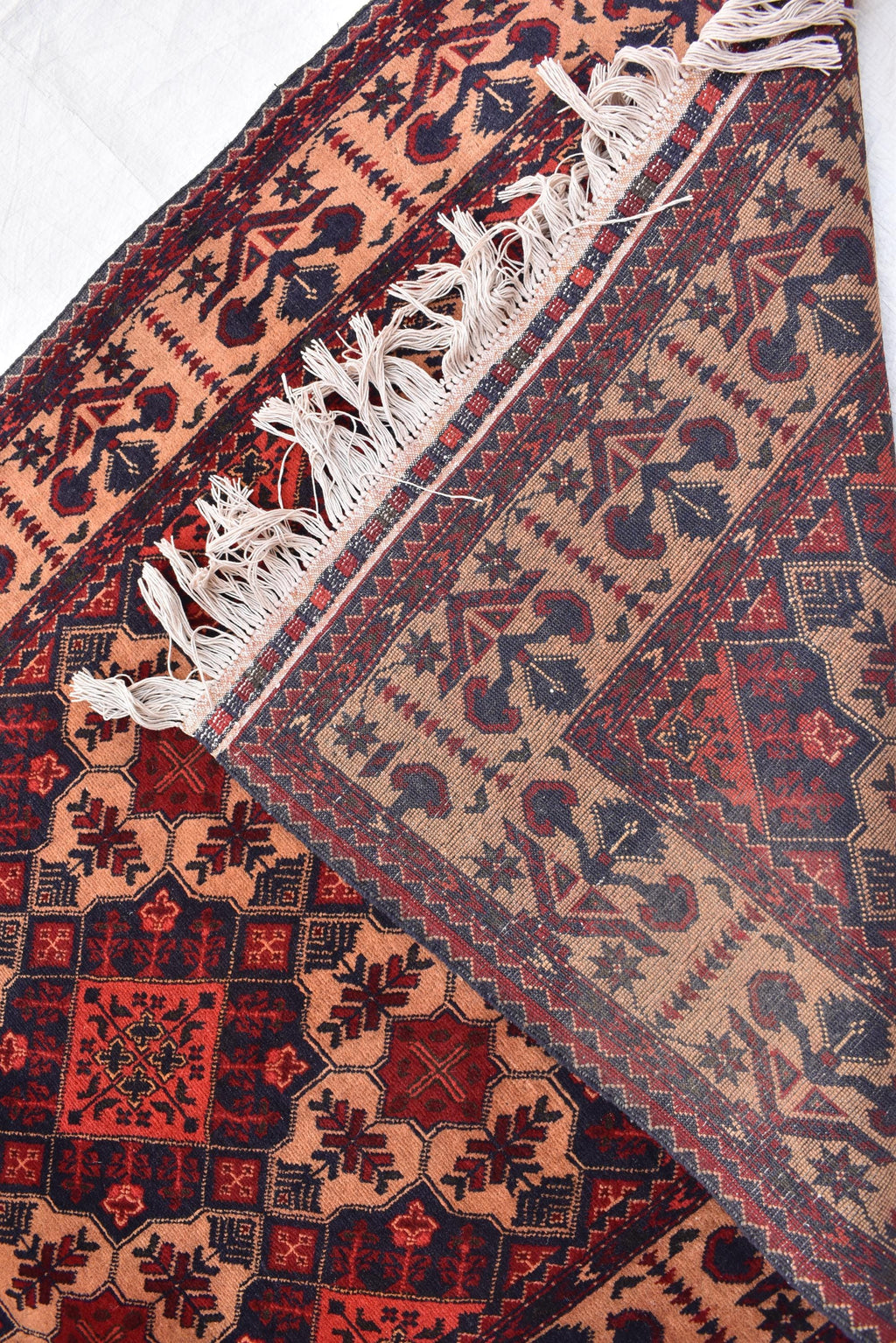 Tribal Yousafi Runner Rug - 12.9 x 3 ft | Handwoven Afghan Wool Carpet with Geometric Patterns | Hallway Runner | Entryway Rug