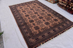 Gorgeous Bukhara Handmade Carpet - 10.2 x 6.7 ft | Authentic Afghan Wool Rug with Traditional Design | Living Room Rug | Office Rug