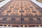 Gorgeous Bukhara Handmade Carpet - 10.2 x 6.7 ft | Authentic Afghan Wool Rug with Traditional Design | Living Room Rug | Office Rug
