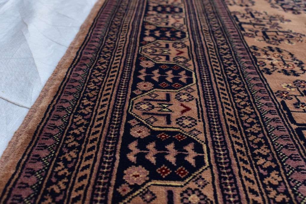 Gorgeous Bukhara Handmade Carpet - 10.2 x 6.7 ft | Authentic Afghan Wool Rug with Traditional Design | Living Room Rug | Office Rug