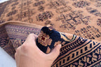 Gorgeous Bukhara Handmade Carpet - 10.2 x 6.7 ft | Authentic Afghan Wool Rug with Traditional Design | Living Room Rug | Office Rug