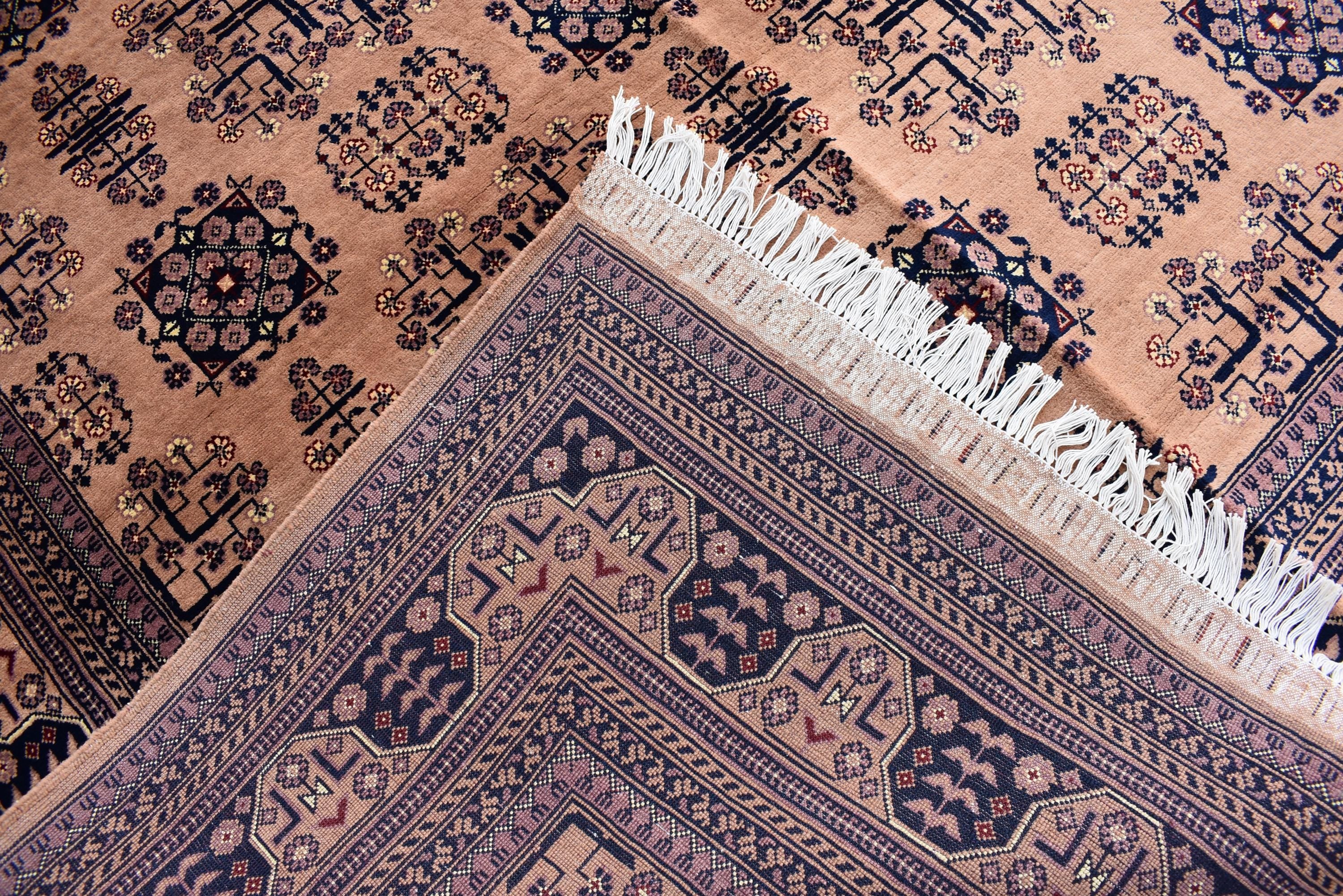 Gorgeous Bukhara Handmade Carpet - 10.2 x 6.7 ft | Authentic Afghan Wool Rug with Traditional Design | Living Room Rug | Office Rug