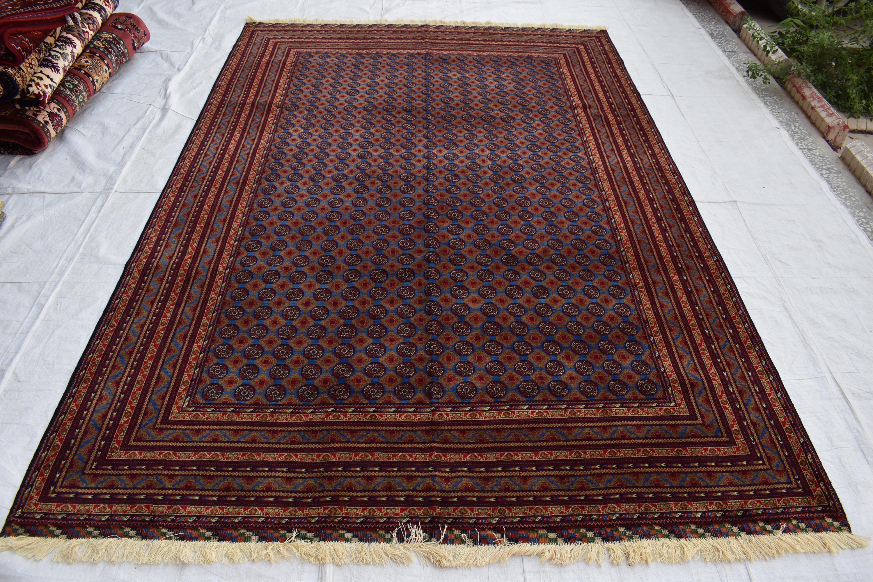 Authentic MORAI-GUL BELJIK Vintage Afghan Carpet – 9.9 x 6.7 ft – Handwoven Masterpiece | Living Room Rug | Bedroom Rug