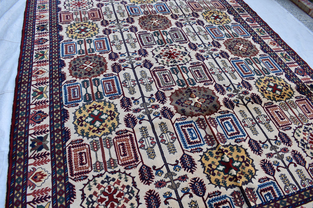 Traditional Bukhara Afghan Carpet – 10.1x6.10 ft – Handwoven Wool Rug | Living Room Rug | Bedroom Rug | Boho Home Decor