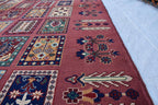 Handmade Afghan Tribal Rug – Geometric Patchwork Design – 10.6 x 6.10 ft – Vibrant Wool CarpetAyni | Living Room Rug