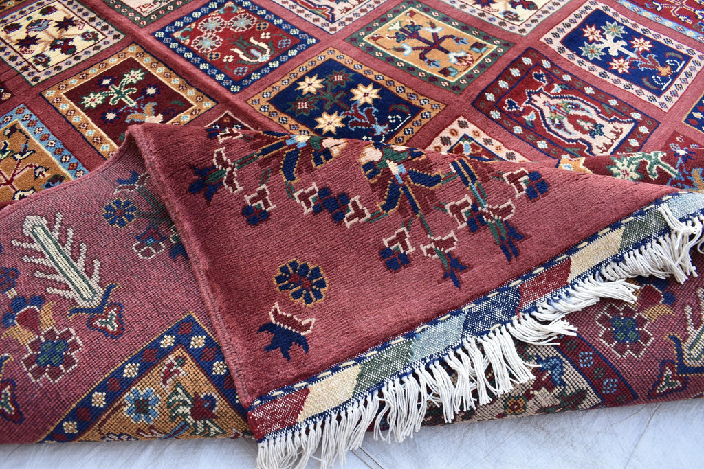 Handmade Afghan Tribal Rug – Geometric Patchwork Design – 10.6 x 6.10 ft – Vibrant Wool CarpetAyni | Living Room Rug