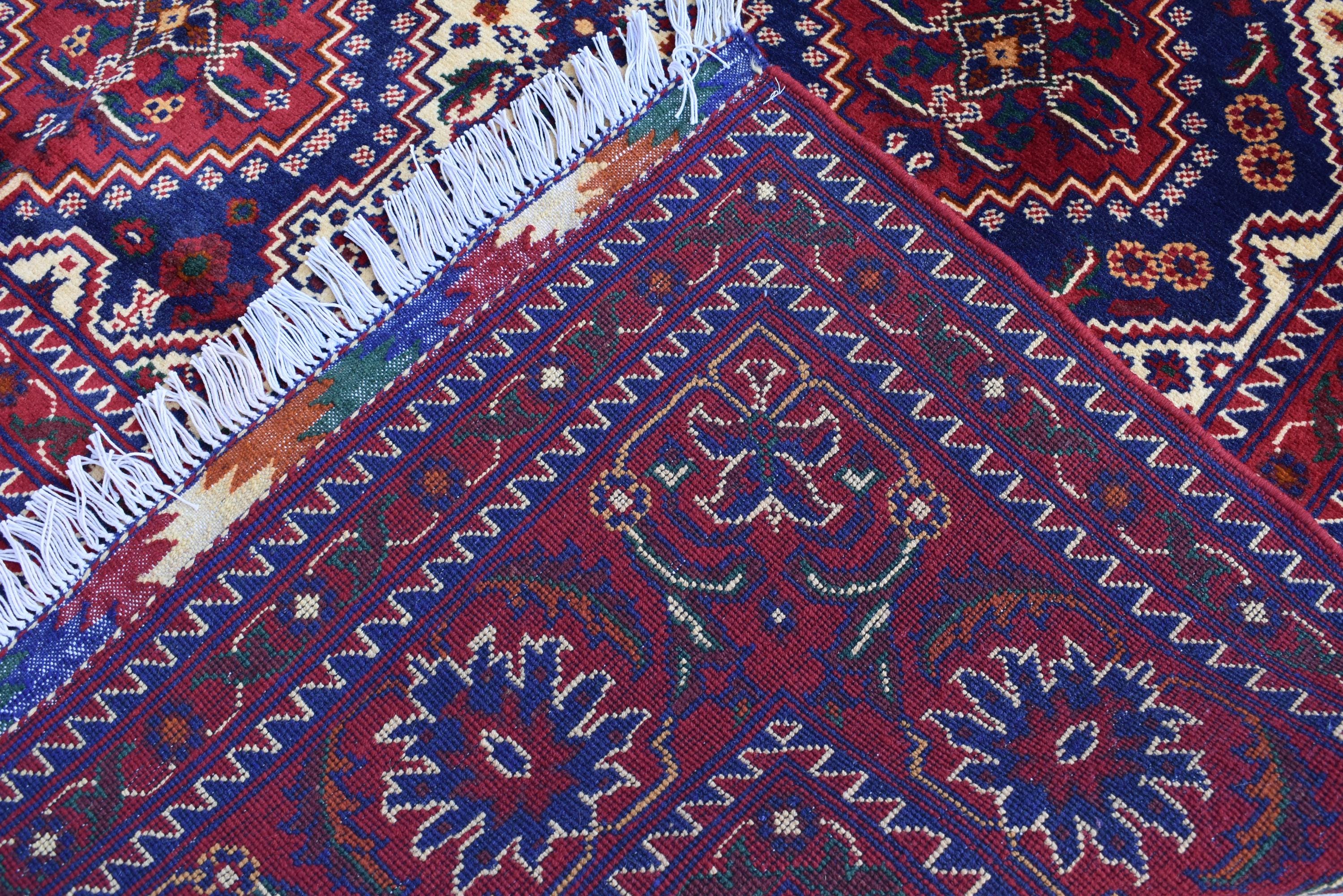 Handwoven Yousafi Tribal Afghan Carpet – 10 x 6.7 ft – Authentic Wool Rug with Traditional Motifs