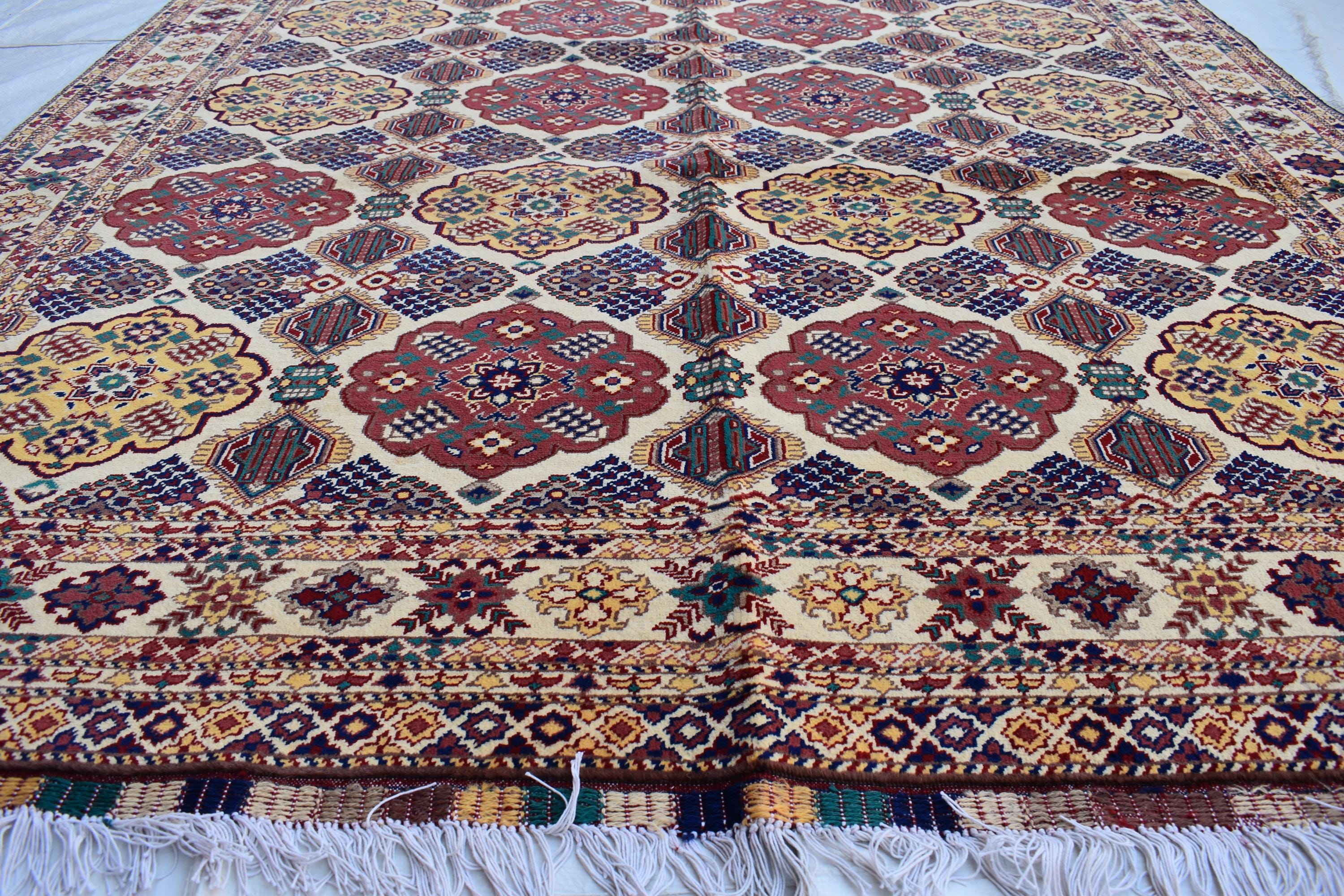 Handmade Baghdadi Carpet - 9.6 x 6.8 ft | Traditional Afghan Design with Intricate Patterns and Rich Colors