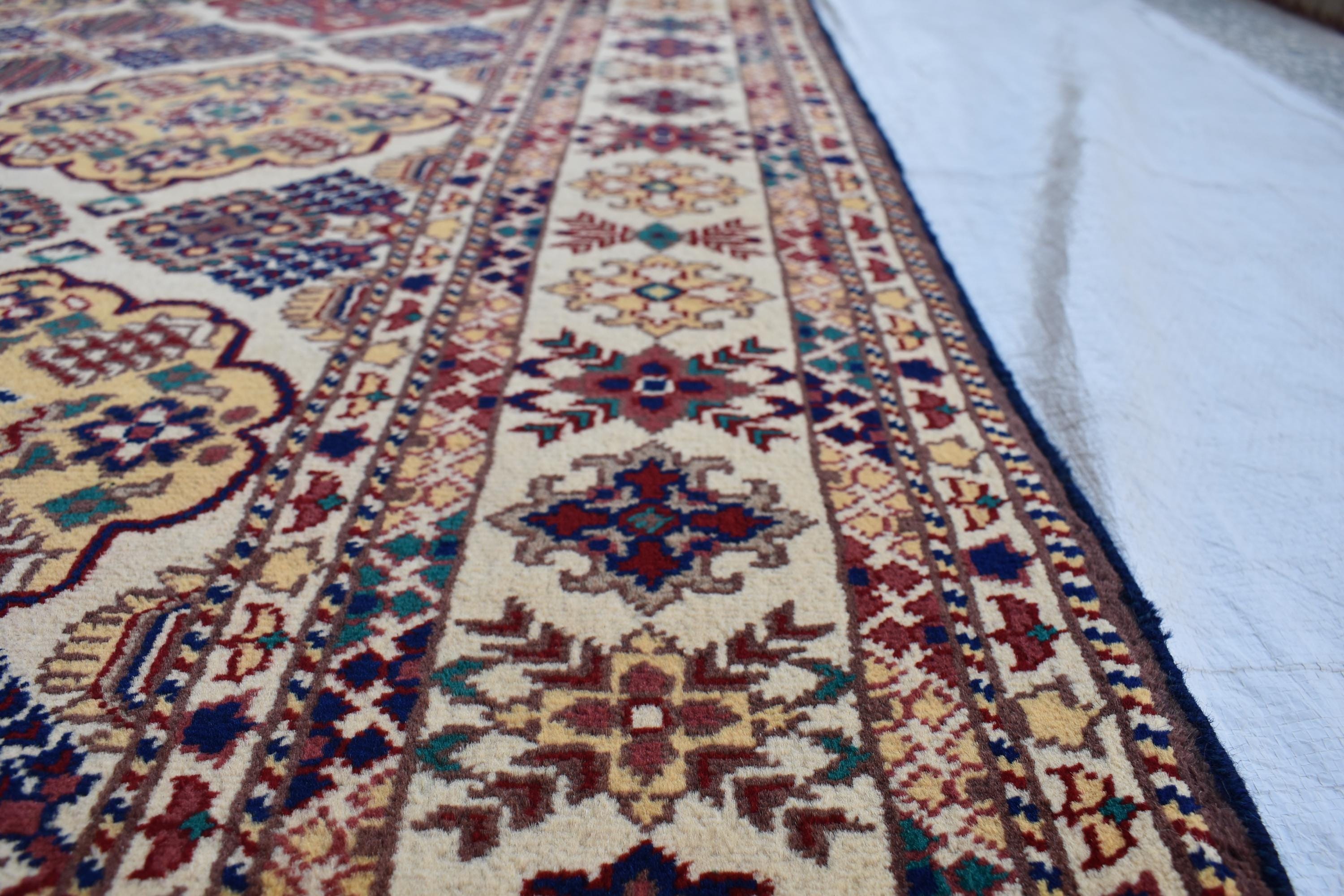 Handmade Baghdadi Carpet - 9.6 x 6.8 ft | Traditional Afghan Design with Intricate Patterns and Rich Colors