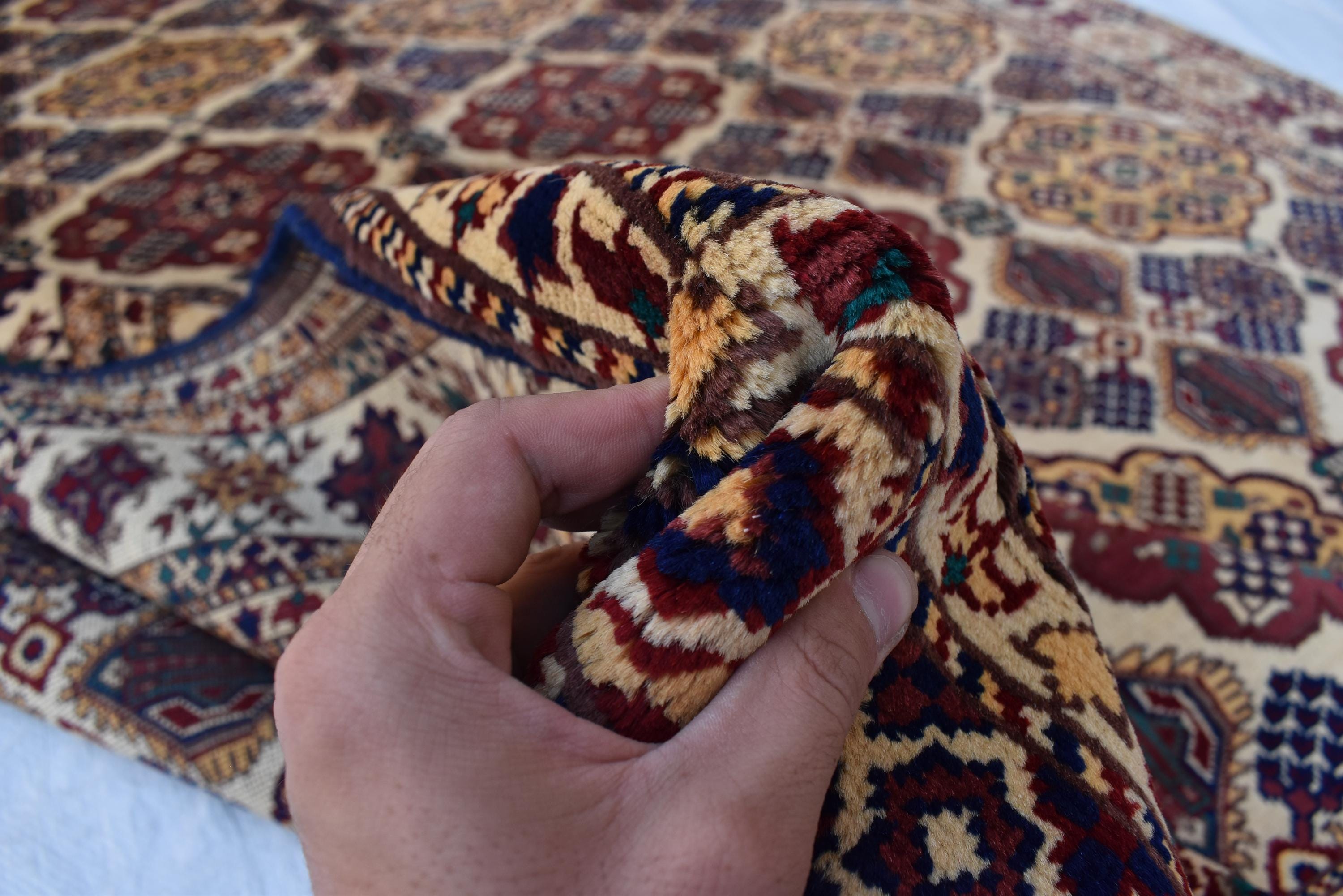 Handmade Baghdadi Carpet - 9.6 x 6.8 ft | Traditional Afghan Design with Intricate Patterns and Rich Colors