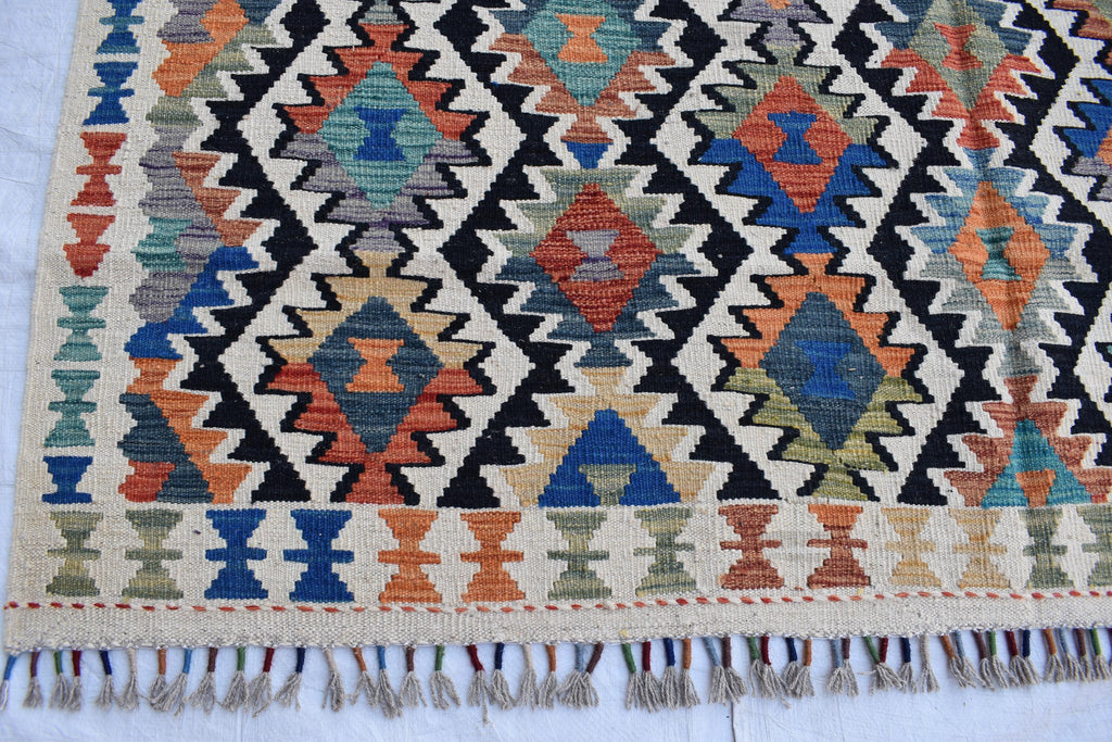 Traditional Tribal Gilam Rug - 9.5 x 6.7 ft | Authentic Handwoven Afghan Design with Rich Patterns | Farm House Rug