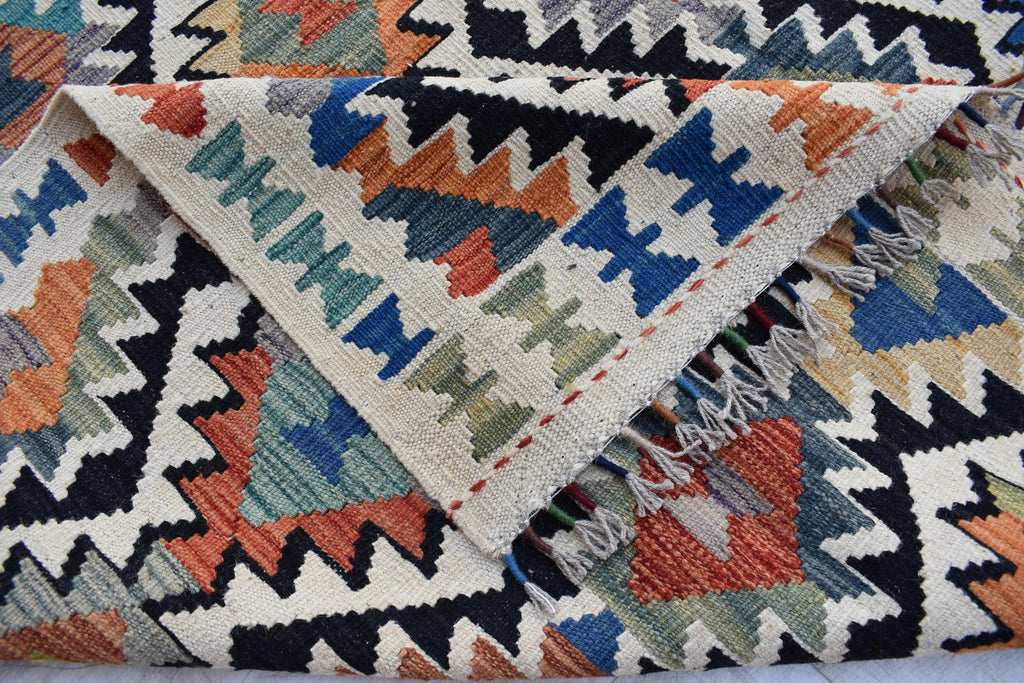 Traditional Tribal Gilam Rug - 9.5 x 6.7 ft | Authentic Handwoven Afghan Design with Rich Patterns | Farm House Rug