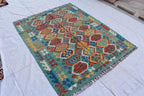 Authentic Chobi Beljik Gilam Afghan Handmade Carpet – 6.7x5.3 ft Rug, Luxurious Wool Weaving | Farm House Rug | Living Room Rug