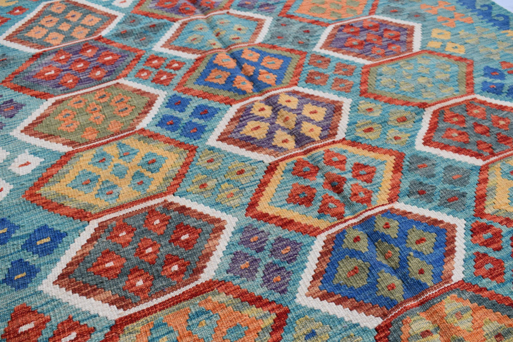 Authentic Chobi Beljik Gilam Afghan Handmade Carpet – 6.7x5.3 ft Rug, Luxurious Wool Weaving | Farm House Rug | Living Room Rug