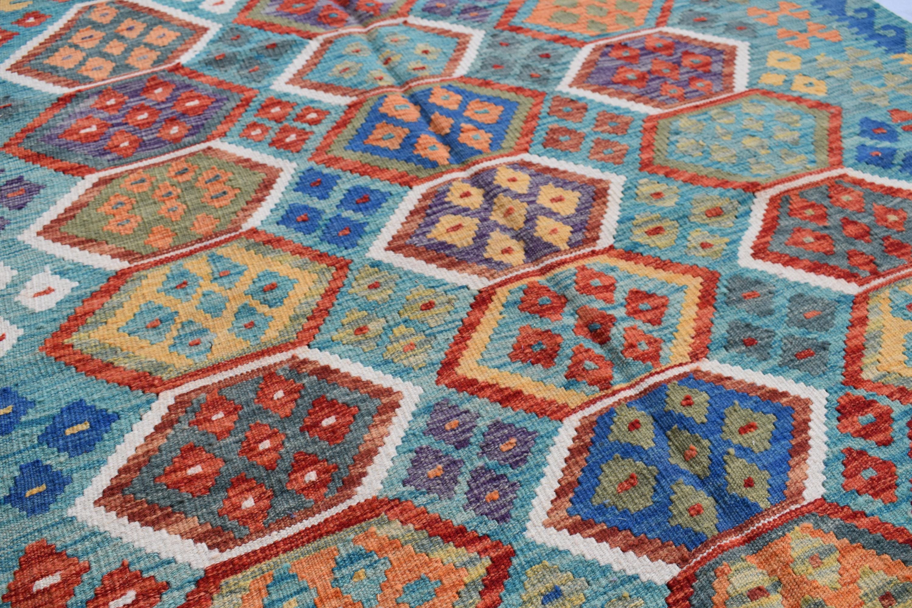 Authentic Chobi Beljik Gilam Afghan Handmade Carpet – 6.7x5.3 ft Rug, Luxurious Wool Weaving | Farm House Rug | Living Room Rug