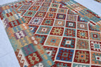Handwoven Tribal Tradition Afghan Gilam – 9.8x6.9 ft Wool Rug, Authentic Nomadic Design | Farm House Rug | Living Room Rug