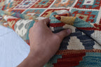 Handwoven Tribal Tradition Afghan Gilam – 9.8x6.9 ft Wool Rug, Authentic Nomadic Design | Farm House Rug | Living Room Rug