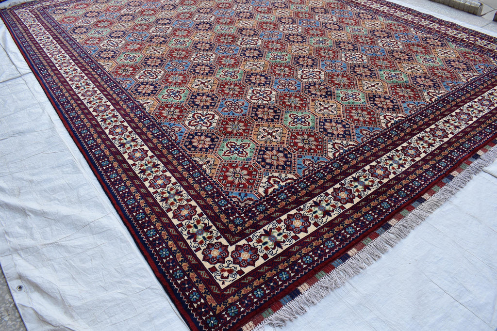 Luxurious Kashi Handmade Afghan Carpet – 16x9.9 ft Masterpiece, Premium Wool, Exquisite Craftsmanship | Large Living Room Rug