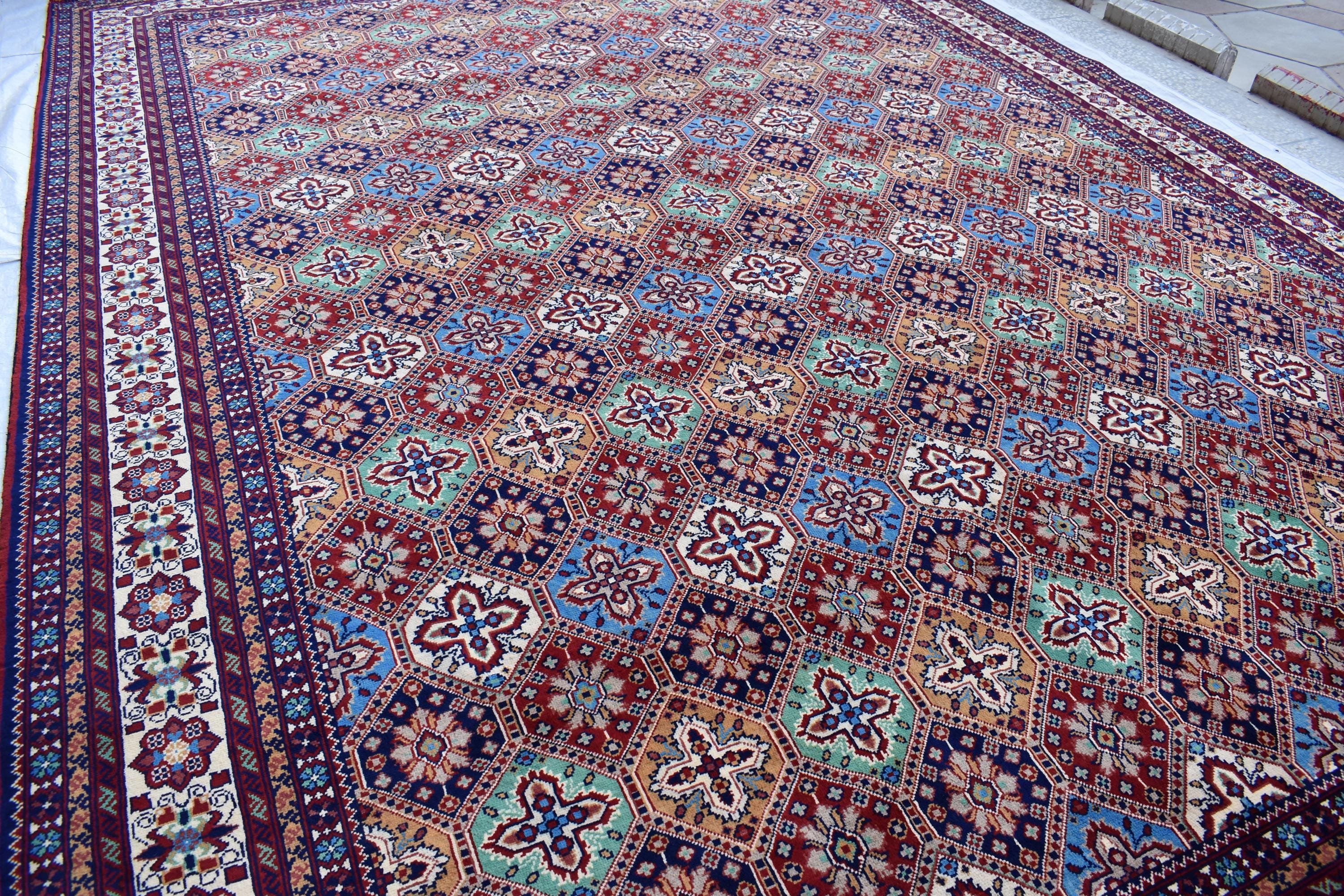 Luxurious Kashi Handmade Afghan Carpet – 16x9.9 ft Masterpiece, Premium Wool, Exquisite Craftsmanship | Large Living Room Rug