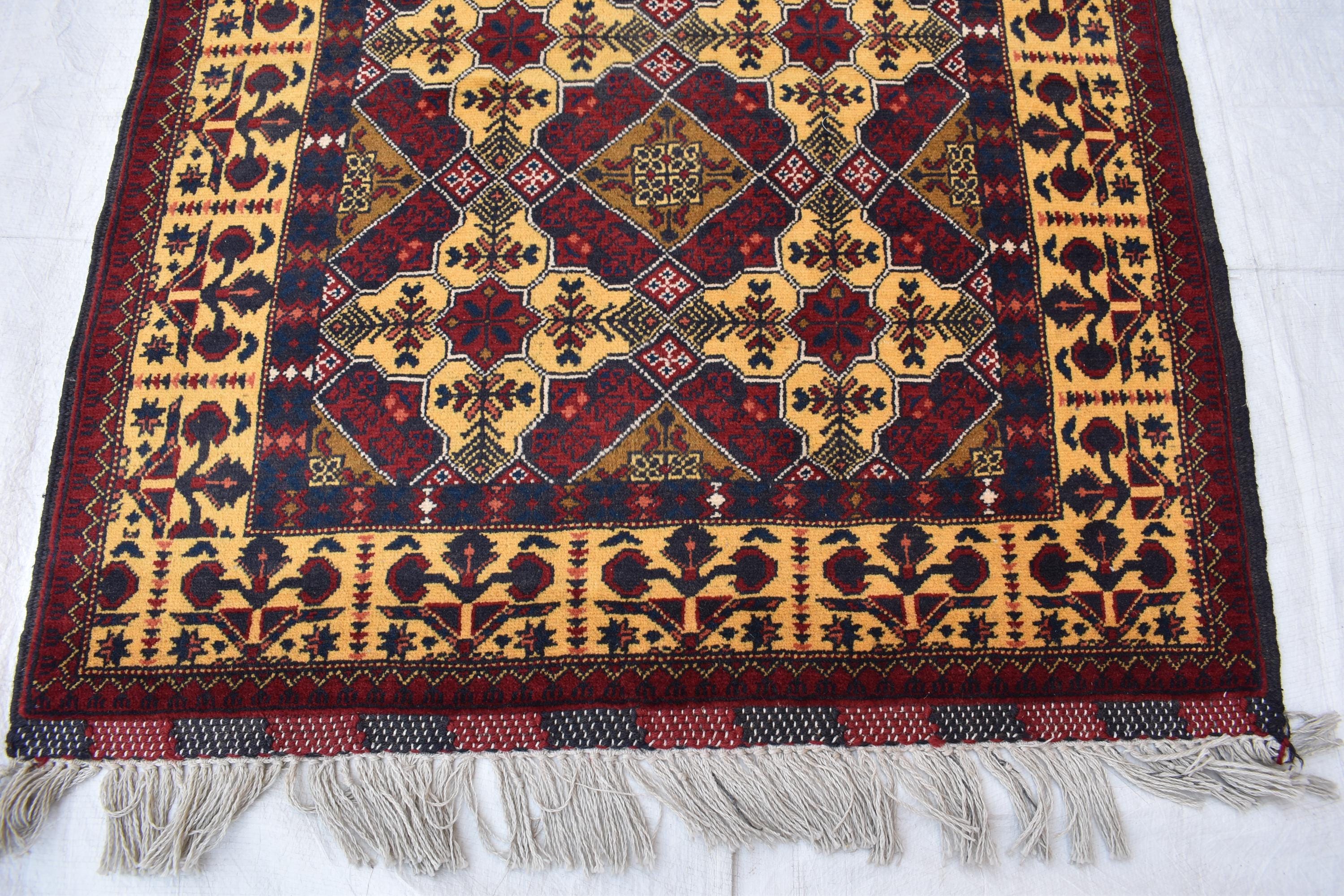 Elegant Yousafi Handmade Runner – 9.11x3 ft, Authentic Afghan Wool Rug with Timeless Design, Unique Entryway Decor, Ideal for Hallway
