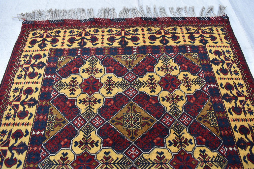 Elegant Yousafi Handmade Runner – 9.11x3 ft, Authentic Afghan Wool Rug with Timeless Design, Unique Entryway Decor, Ideal for Hallway