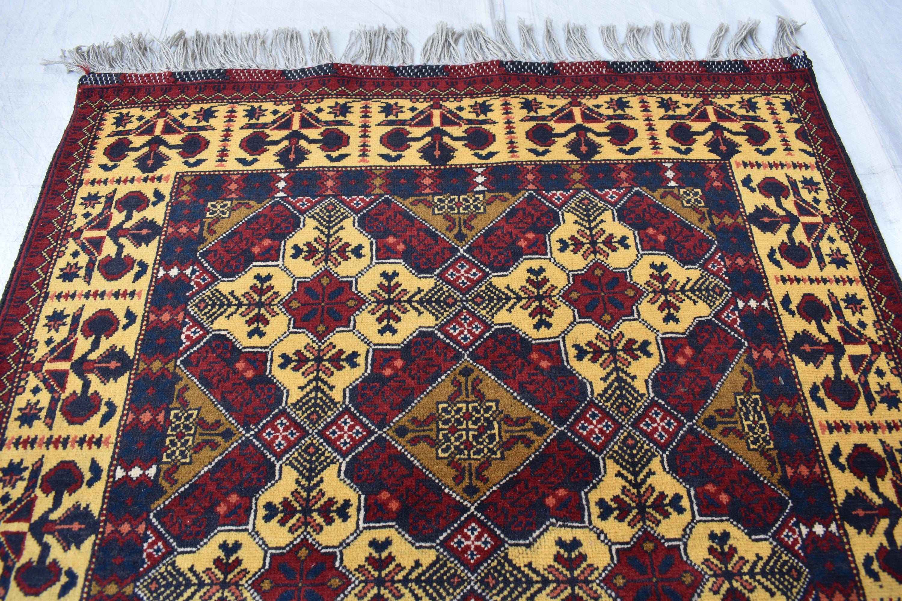 Elegant Yousafi Handmade Runner – 9.11x3 ft, Authentic Afghan Wool Rug with Timeless Design, Unique Entryway Decor, Ideal for Hallway