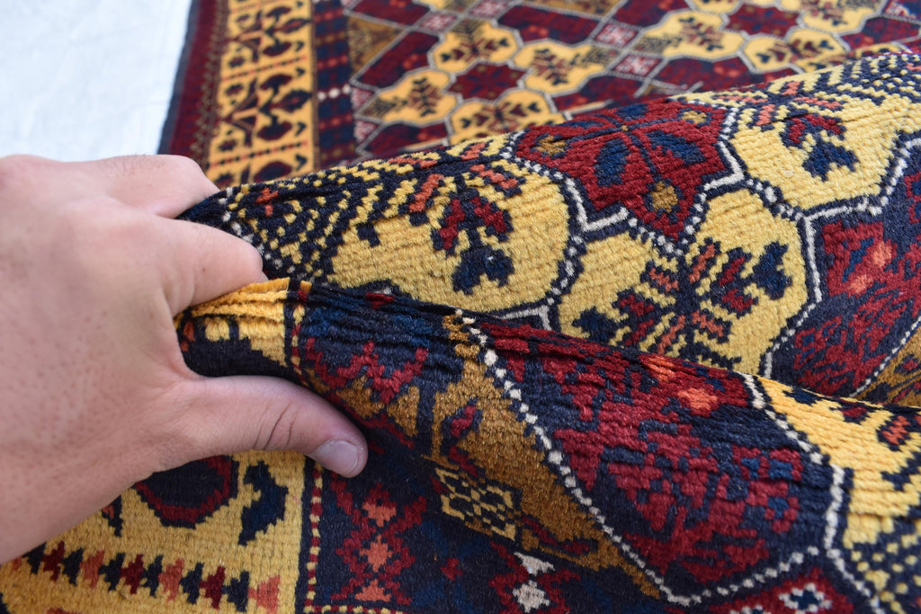 Elegant Yousafi Handmade Runner – 9.11x3 ft, Authentic Afghan Wool Rug with Timeless Design, Unique Entryway Decor, Ideal for Hallway
