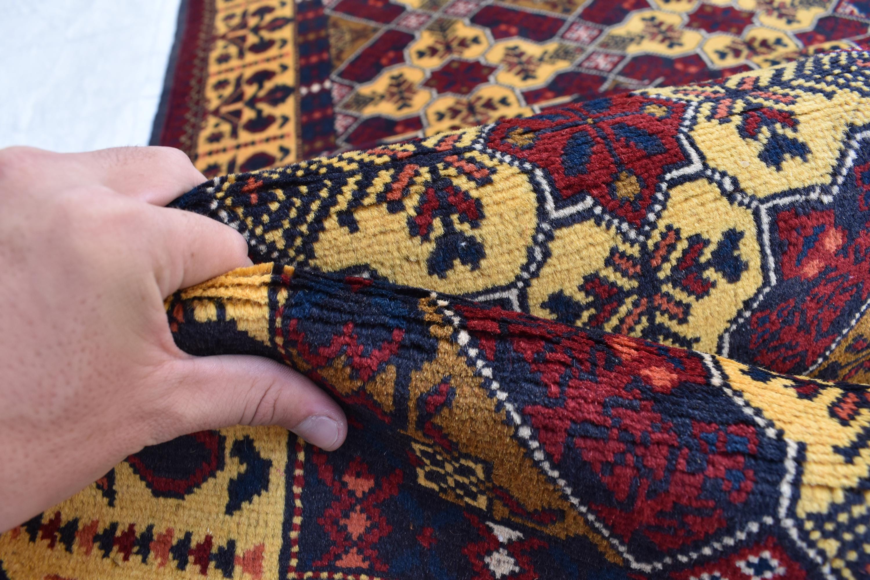 Elegant Yousafi Handmade Runner – 9.11x3 ft, Authentic Afghan Wool Rug with Timeless Design, Unique Entryway Decor, Ideal for Hallway