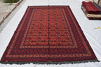 Vintage Waziri Afghan Carpet – 9.10x6.6 ft, Handwoven Wool Rug with Traditional Tribal Design