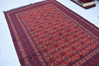 Vintage Waziri Afghan Carpet – 9.10x6.6 ft, Handwoven Wool Rug with Traditional Tribal Design