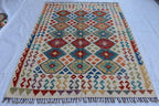 Authentic Chobi Gilam Afghan Rug – 6.15x4.10 ft, Handwoven Wool Carpet with Traditional Design | Living Room Rug