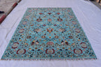 Handmade Chobi Rug – 7.11x6.1 ft: Elegant Afghan Wool Carpet with Traditional Design | Living Room Rug | Office Rug | Boho Home Decor