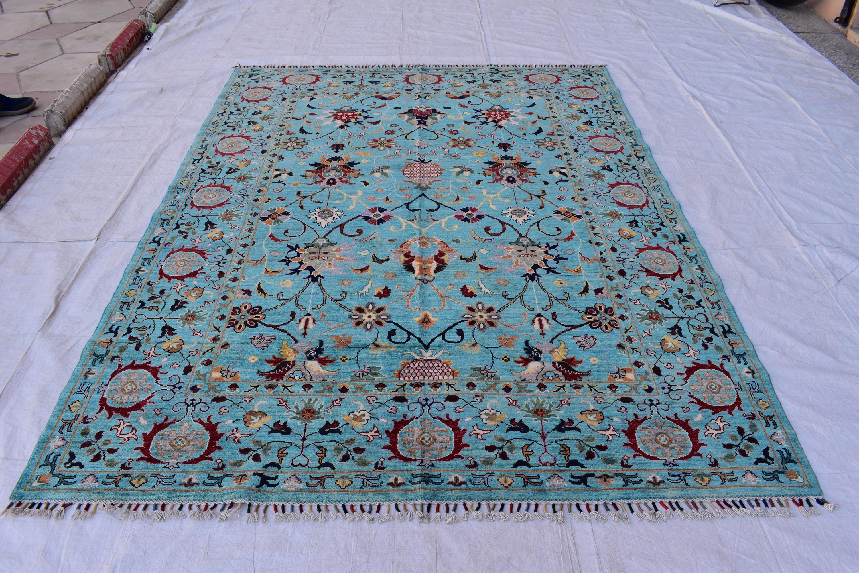 Handmade Chobi Rug – 7.11x6.1 ft: Elegant Afghan Wool Carpet with Traditional Design | Living Room Rug | Office Rug | Boho Home Decor