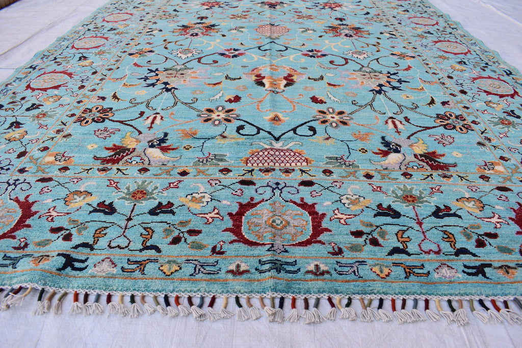 Handmade Chobi Rug – 7.11x6.1 ft: Elegant Afghan Wool Carpet with Traditional Design | Living Room Rug | Office Rug | Boho Home Decor