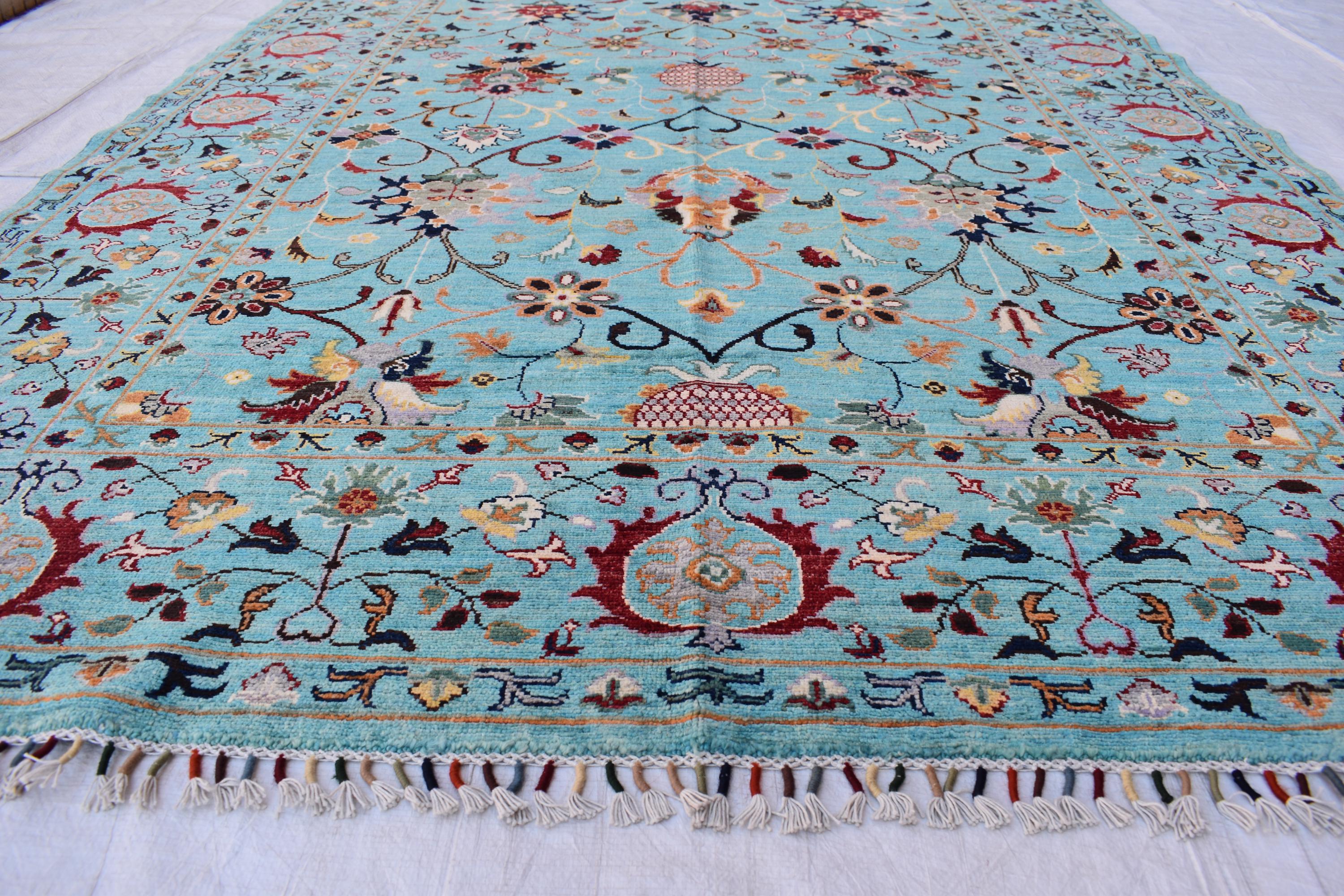 Handmade Chobi Rug – 7.11x6.1 ft: Elegant Afghan Wool Carpet with Traditional Design | Living Room Rug | Office Rug | Boho Home Decor