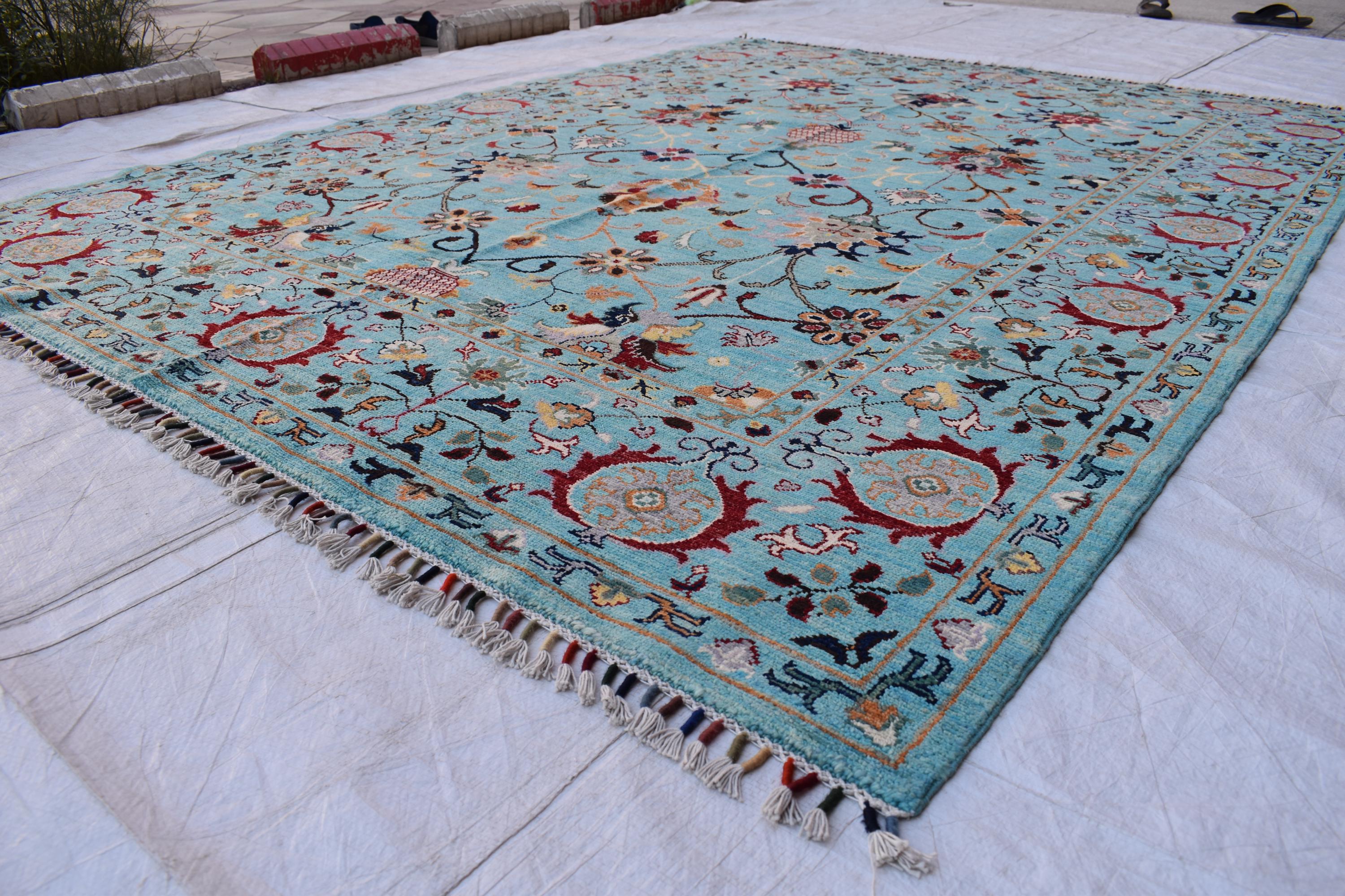 Handmade Chobi Rug – 7.11x6.1 ft: Elegant Afghan Wool Carpet with Traditional Design | Living Room Rug | Office Rug | Boho Home Decor