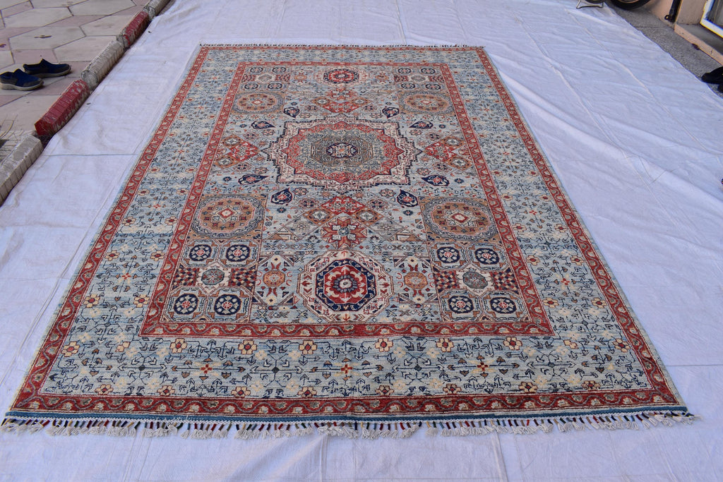 Unique Chobi Rug – 9.5x6.3 ft Handwoven Afghan Wool Carpet with Classic Medallion and Floral Motifs | Living Room Rug