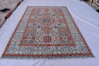 Unique Chobi Rug – 9.5x6.3 ft Handwoven Afghan Wool Carpet with Classic Medallion and Floral Motifs | Living Room Rug