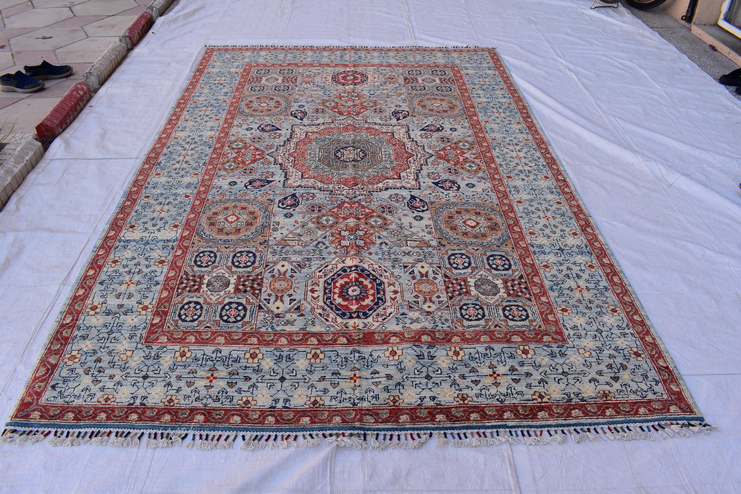 Unique Chobi Rug – 9.5x6.3 ft Handwoven Afghan Wool Carpet with Classic Medallion and Floral Motifs | Living Room Rug