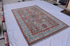 Unique Chobi Rug – 9.5x6.3 ft Handwoven Afghan Wool Carpet with Classic Medallion and Floral Motifs | Living Room Rug