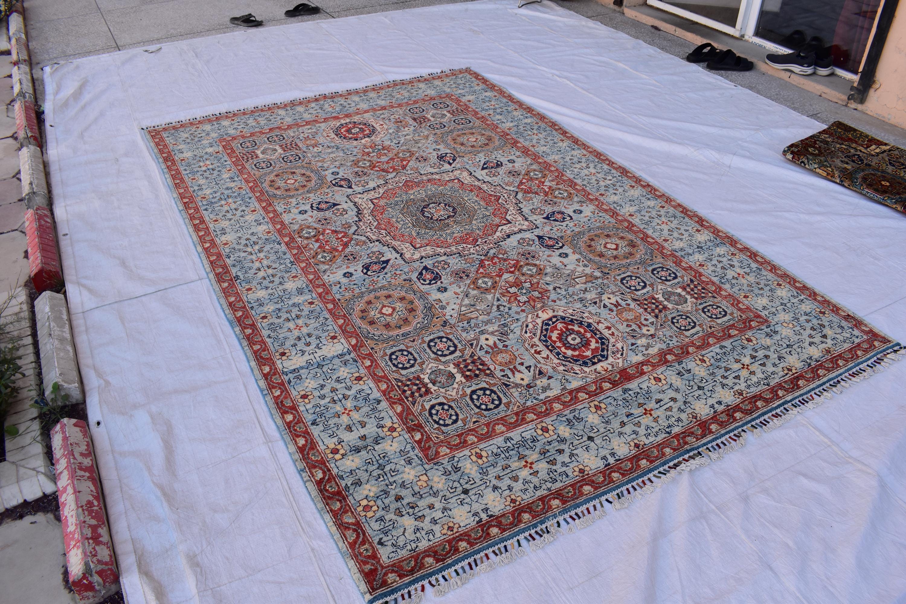 Unique Chobi Rug – 9.5x6.3 ft Handwoven Afghan Wool Carpet with Classic Medallion and Floral Motifs | Living Room Rug