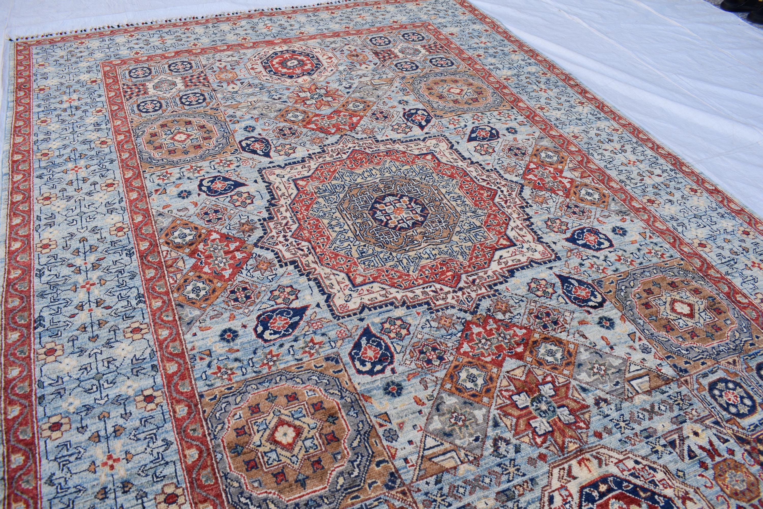 Unique Chobi Rug – 9.5x6.3 ft Handwoven Afghan Wool Carpet with Classic Medallion and Floral Motifs | Living Room Rug