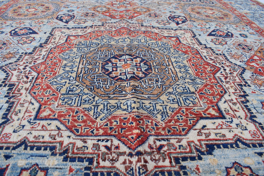Unique Chobi Rug – 9.5x6.3 ft Handwoven Afghan Wool Carpet with Classic Medallion and Floral Motifs | Living Room Rug