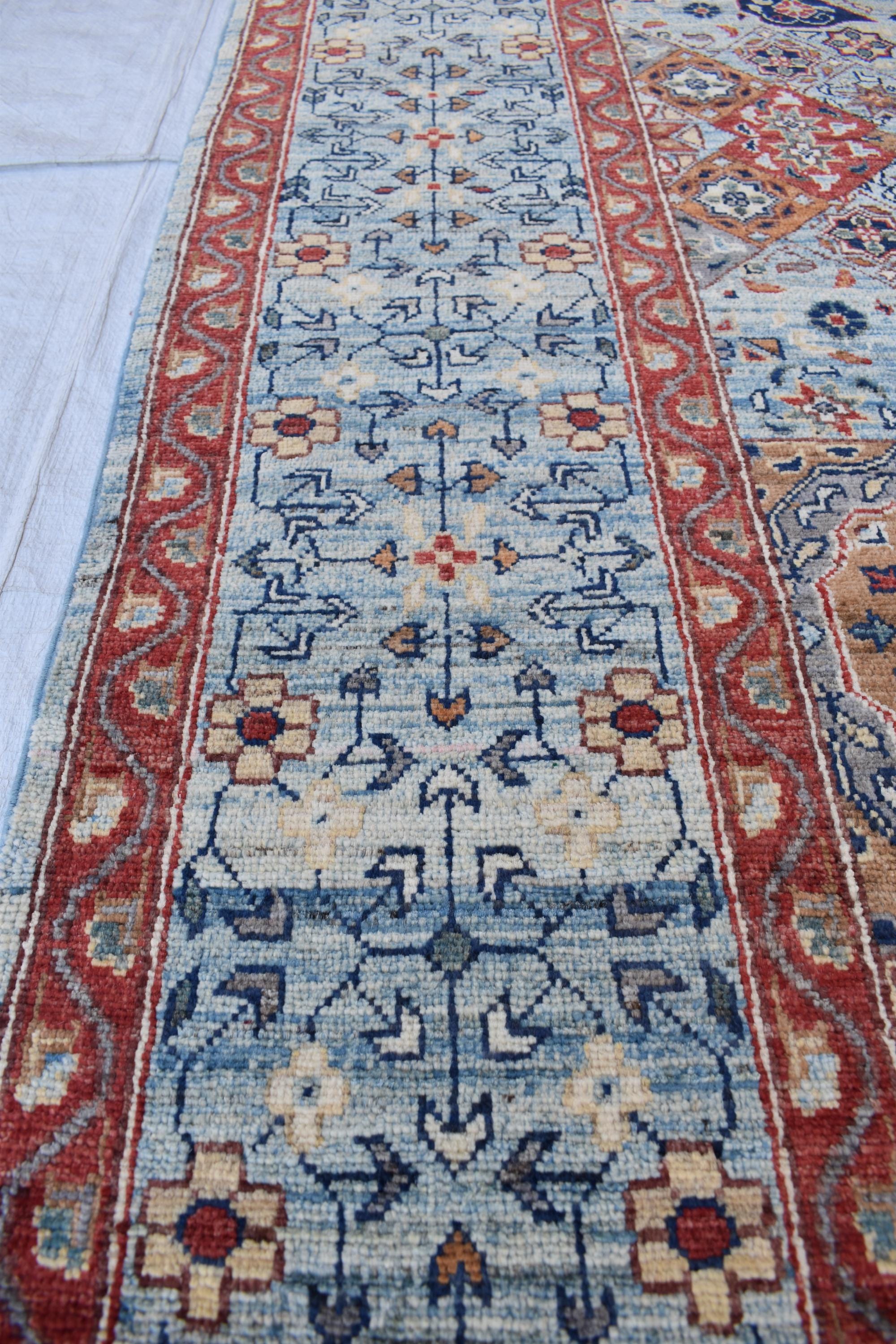 Unique Chobi Rug – 9.5x6.3 ft Handwoven Afghan Wool Carpet with Classic Medallion and Floral Motifs | Living Room Rug