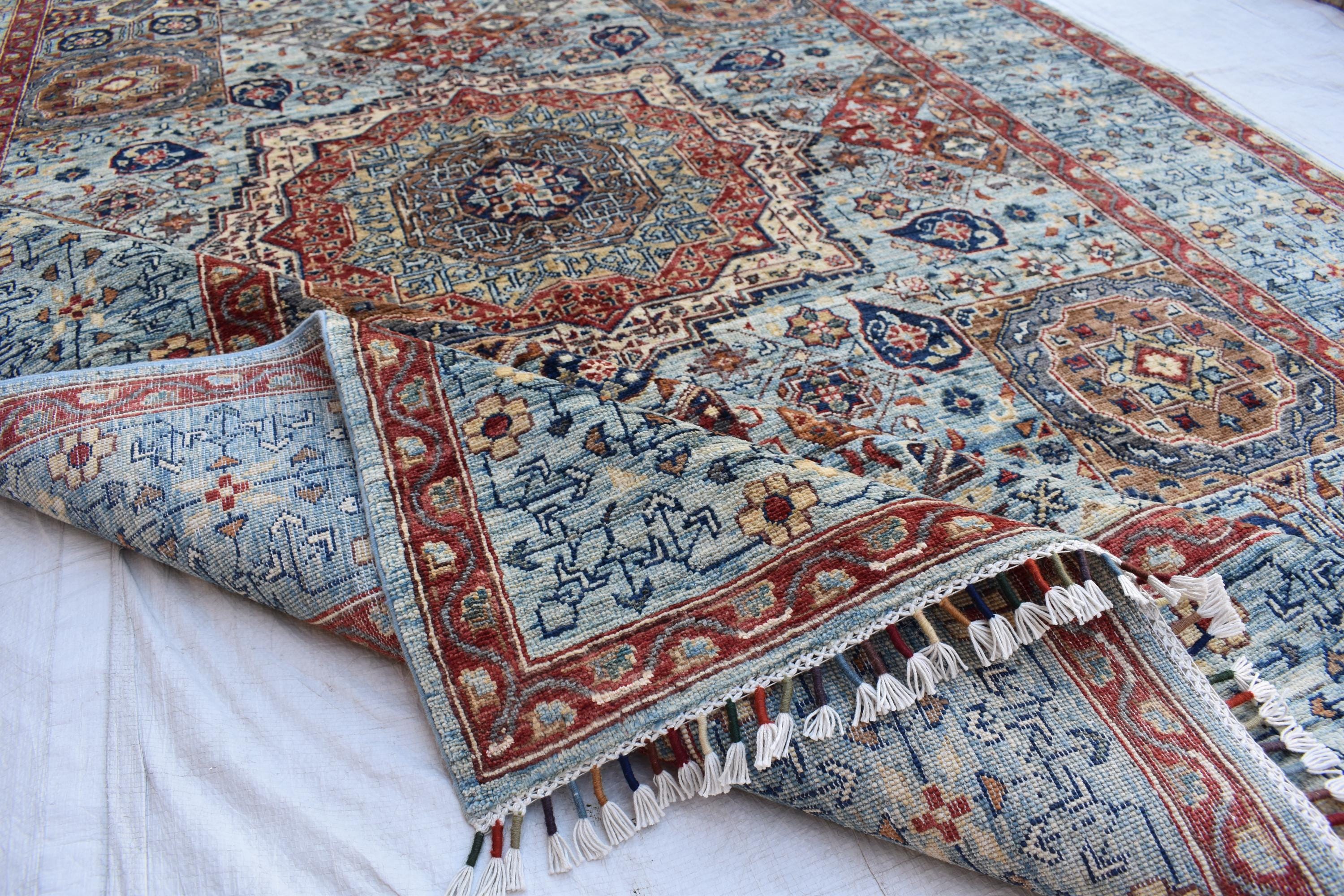 Unique Chobi Rug – 9.5x6.3 ft Handwoven Afghan Wool Carpet with Classic Medallion and Floral Motifs | Living Room Rug