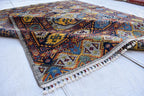Handmade Afghan Tribal Rug – 7.7x5.10 ft Vibrant Wool Carpet with Geometric Patterns