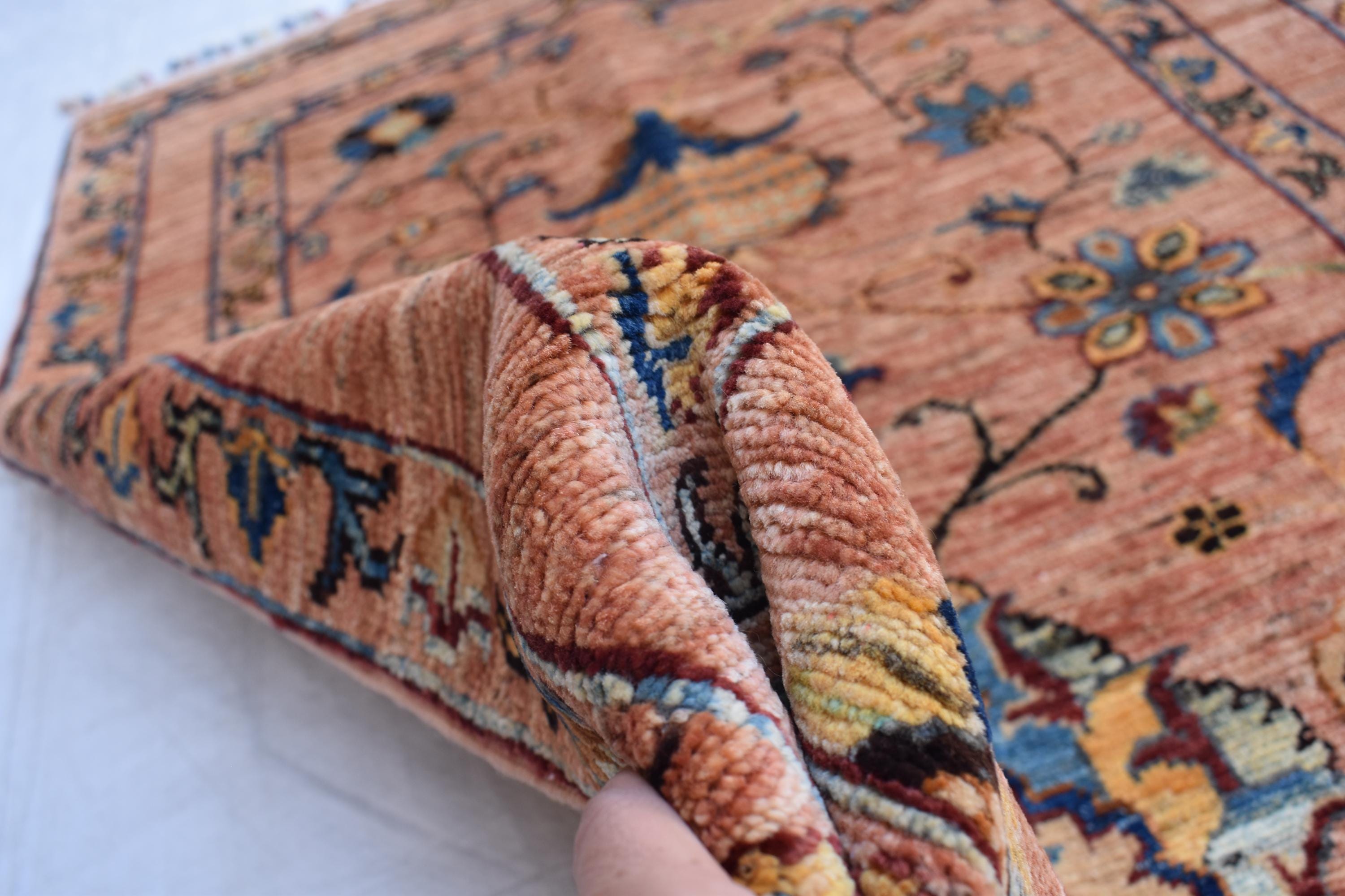 Hand-Knotted Afghan Floral Medallion Rug – 4.10x2.7 ft | Wall Hanging Rug | Boho Home Decor | Office Rug | Bedroom Rug